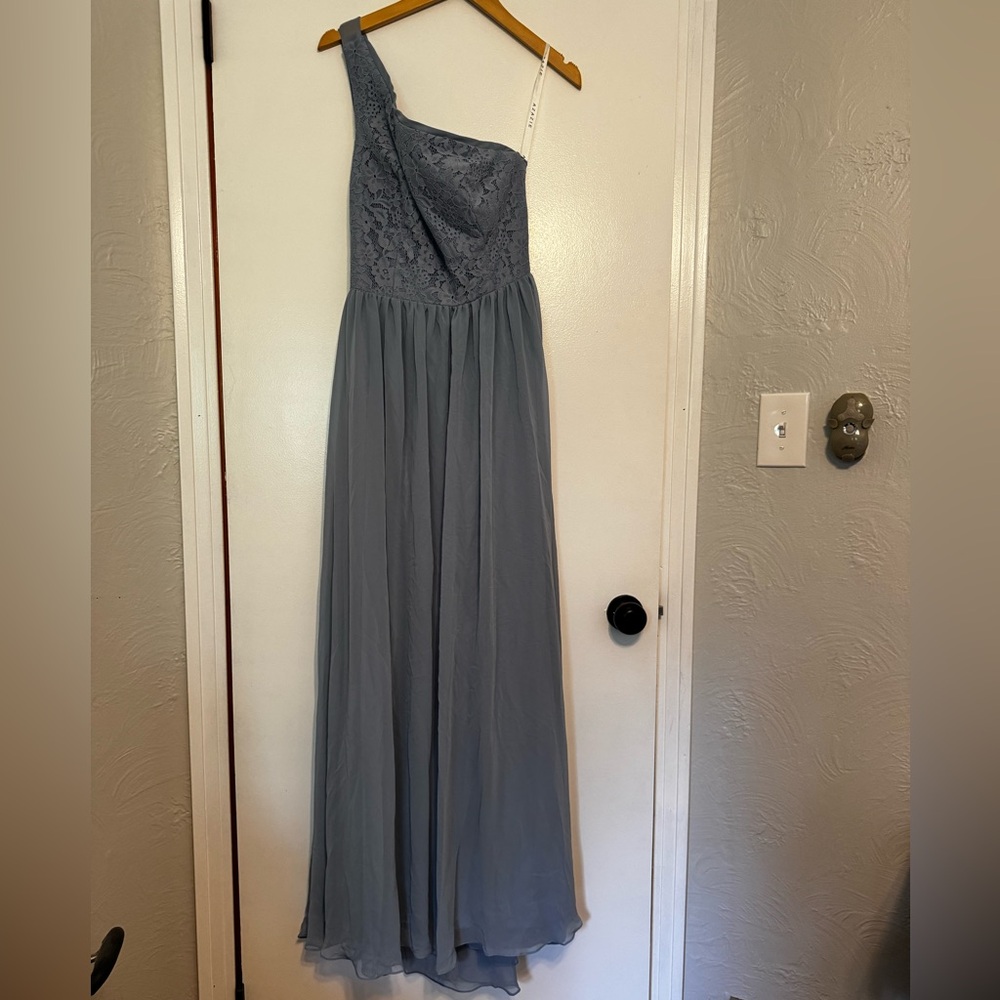 Azazie Crosby Dusty Blue Custom Size 14